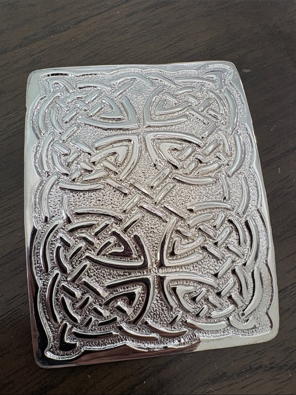 Celtic Knot Embossed Silver Metal Trinket Box